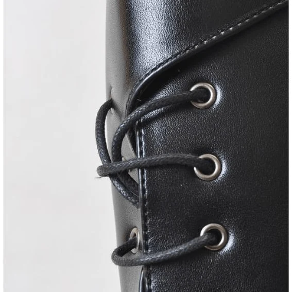 Herren Buckle Up Zipper Kunstleder spitzen Martin Stiefel