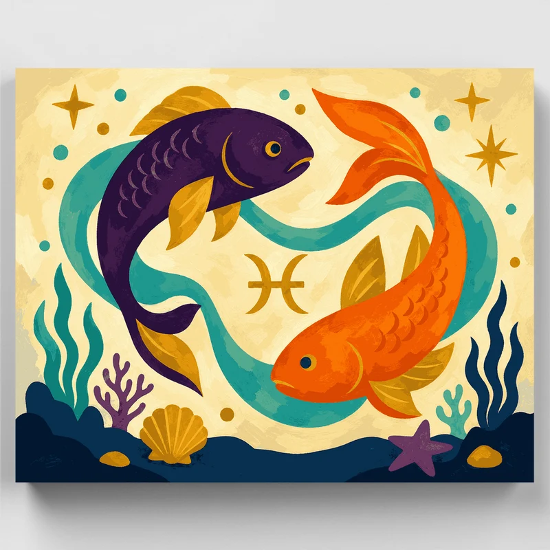 Pisces Dual Fish - Paint by Numbers Kit
