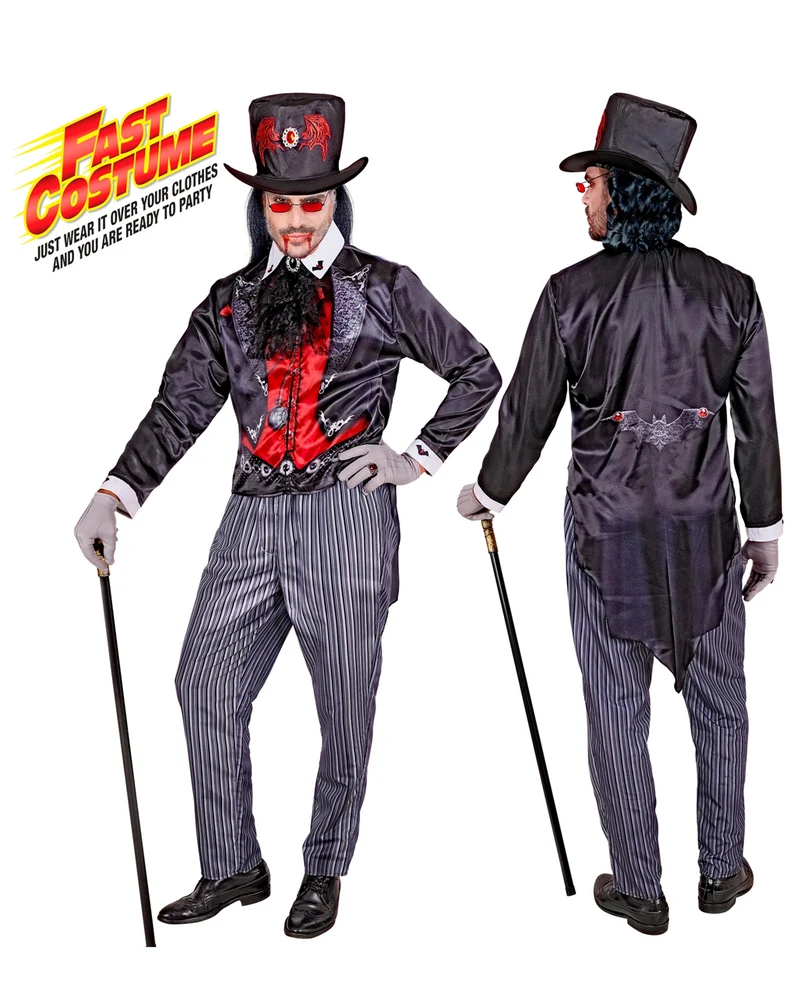 Vampir Sofortkostüm mit Hut & Jabot