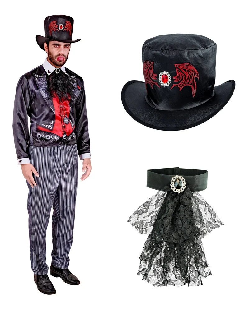 Vampir Sofortkostüm mit Hut & Jabot
