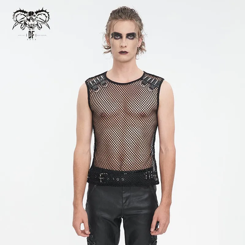Herren Gothic Bullet Sheer Mesh Tank Top