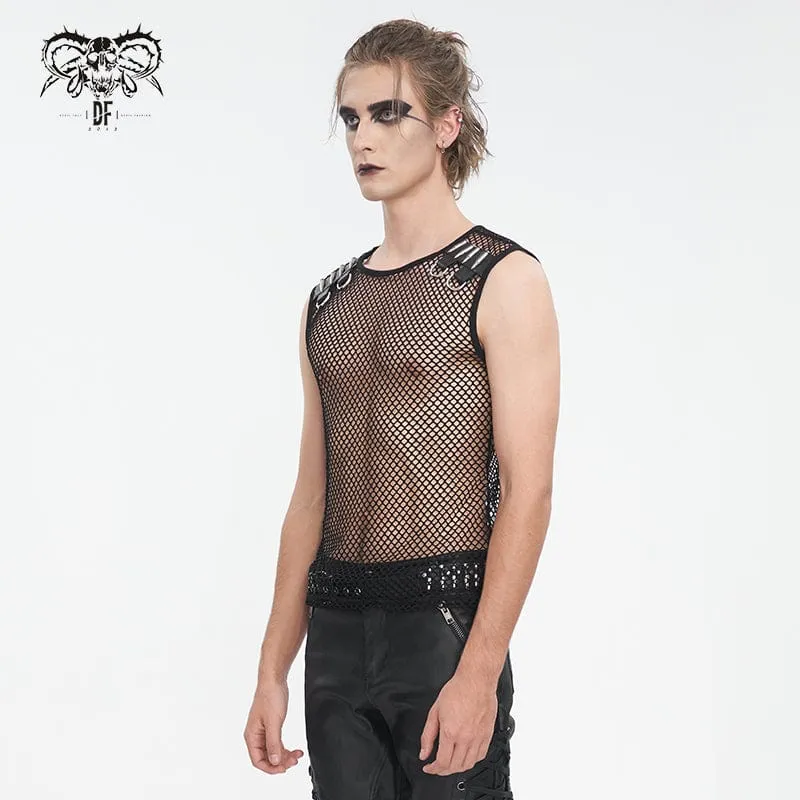 Herren Gothic Bullet Sheer Mesh Tank Top