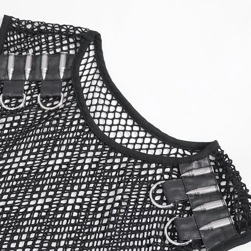 Herren Gothic Bullet Sheer Mesh Tank Top
