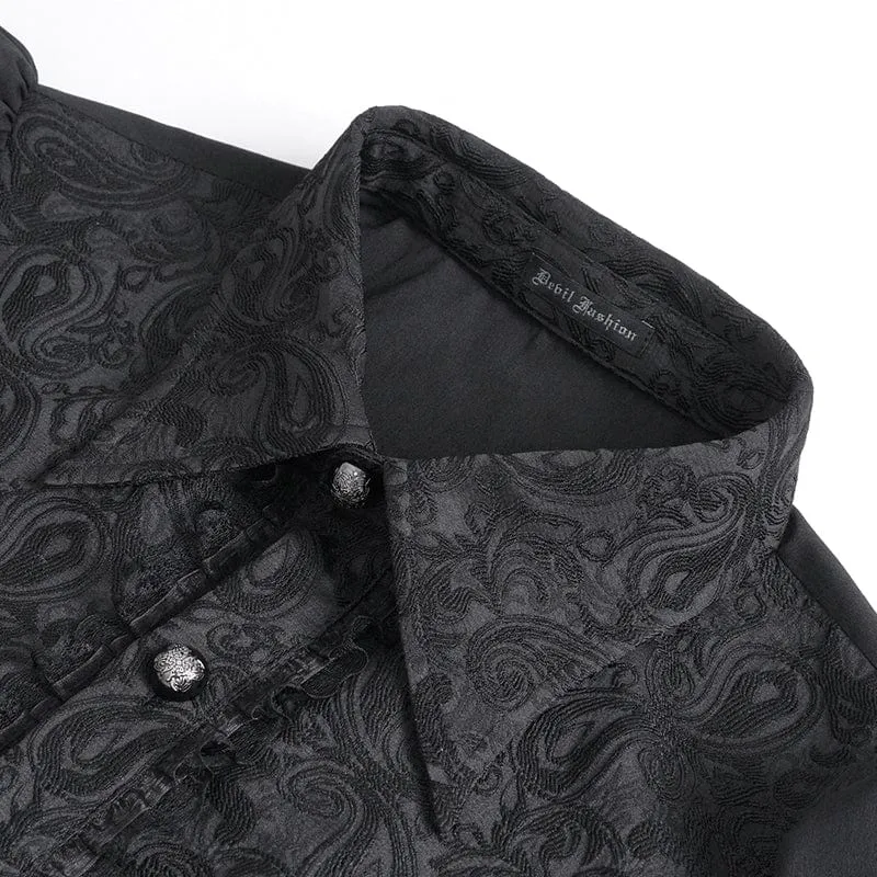 Herren-Gothic-Hemd aus Jacquard-Spleiß mit Puffärmeln