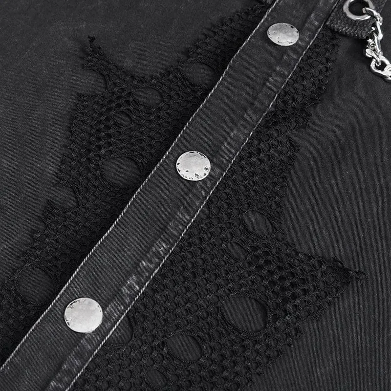 Herren-Punk-Weste mit mehreren Ketten im Used-Look