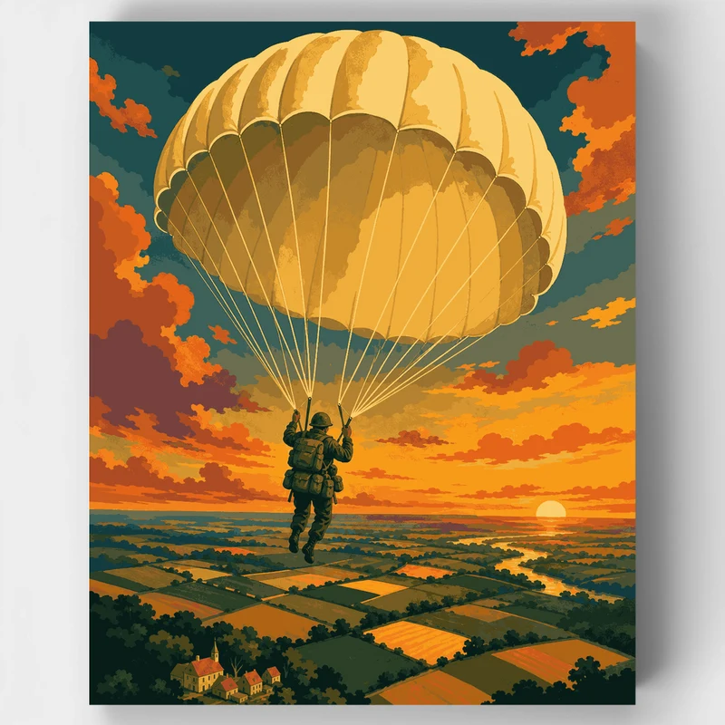 Paratrooper at Sunset - Paint by Numbers Kit