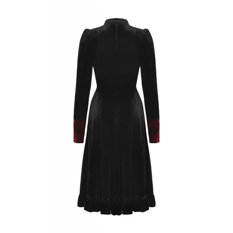 Damen-Gothic-Kleid aus Samt mit Puffärmeln und Stehkragen