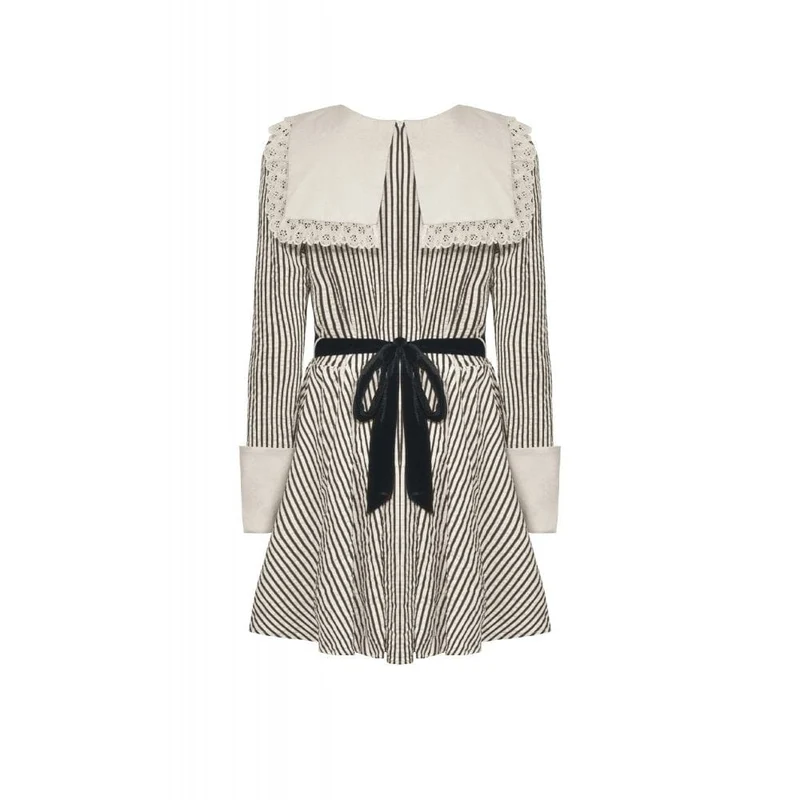 Gestreiftes Kleid mit Vintage-Puppenkragen für Damen