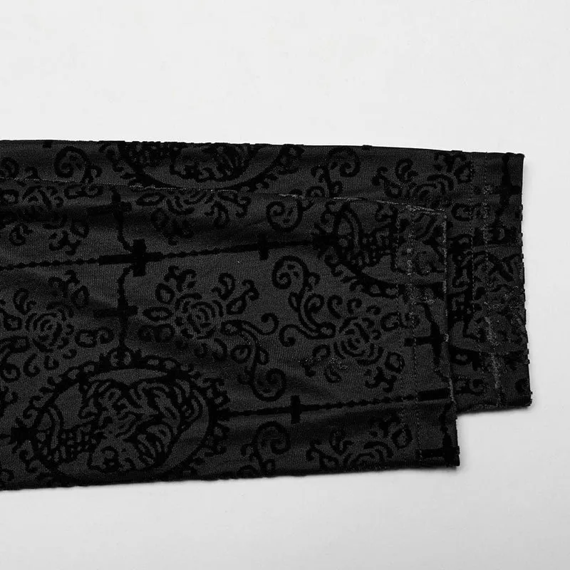 Herren-Gothic-Hemd mit Stehkragen und Rüschenbeflockung