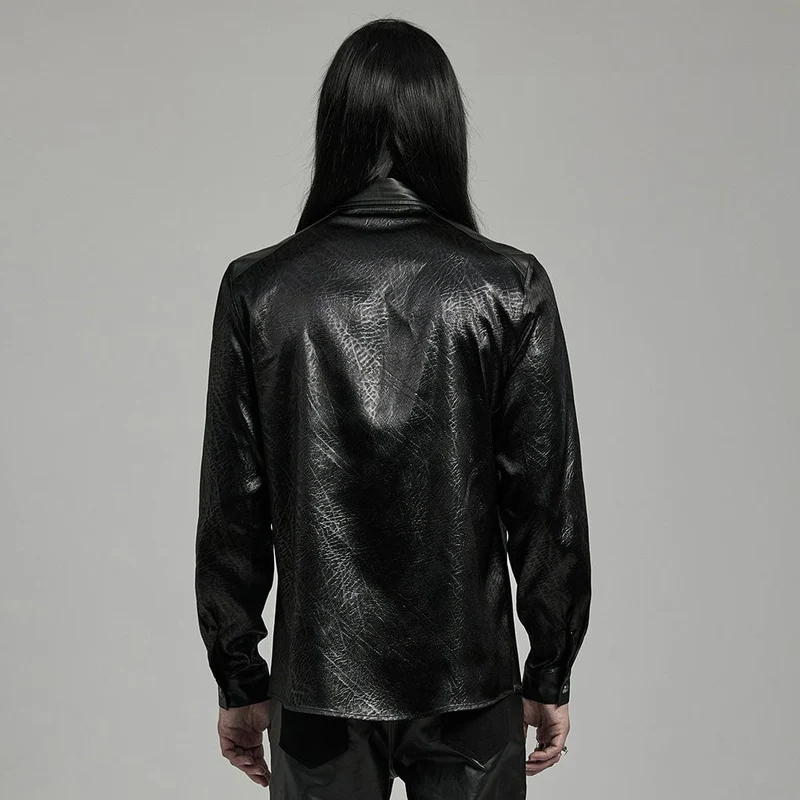Herren-Gothic-Hemd aus Kunstleder mit großen Taschen