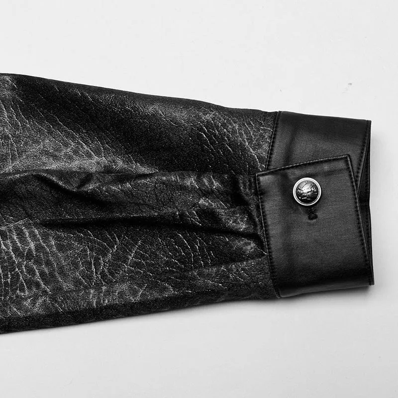 Herren-Gothic-Hemd aus Kunstleder mit großen Taschen