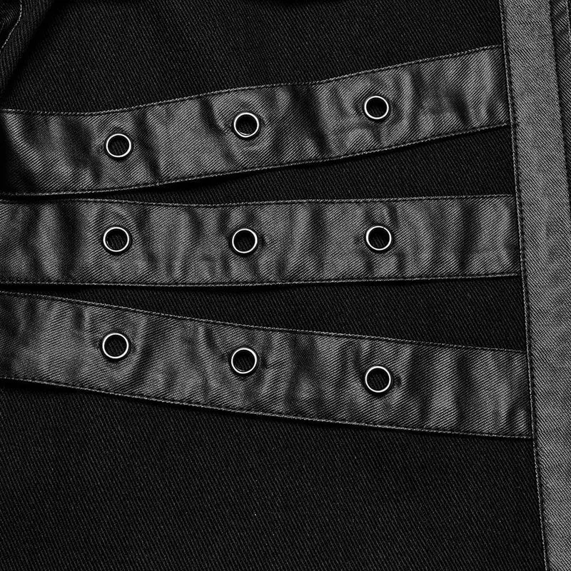 Herren-Punk-Jacke aus Kunstleder mit mehreren Schnallen und Riemen