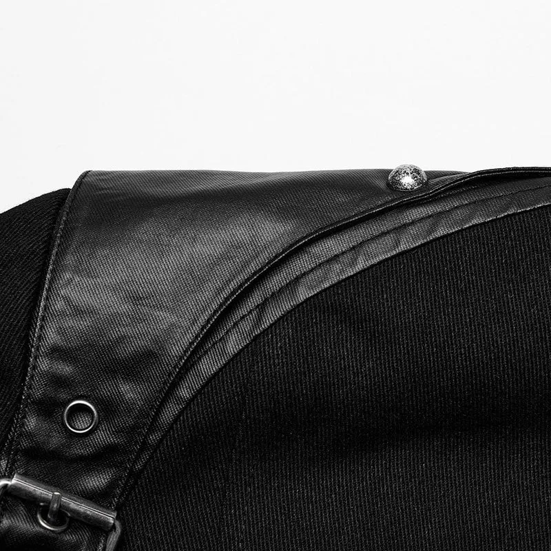 Herren-Punk-Jacke aus Kunstleder mit mehreren Schnallen und Riemen