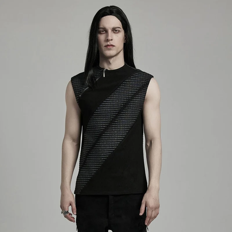 Punk-Tanktop mit asymmetrischem Reißverschluss für Herren