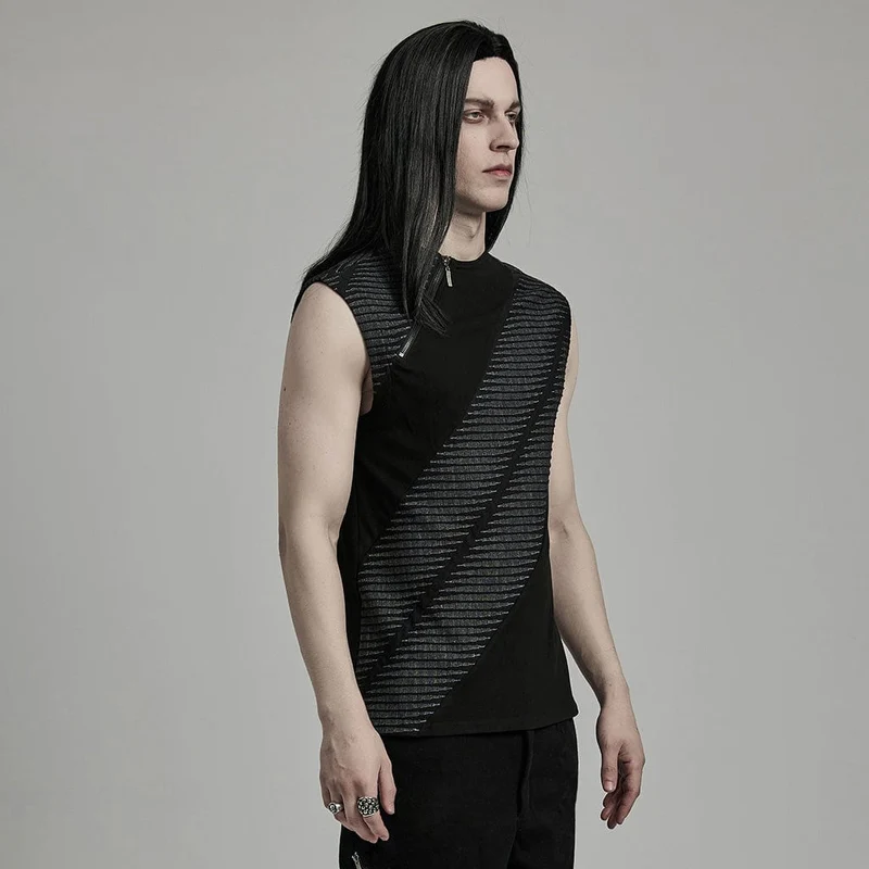 Punk-Tanktop mit asymmetrischem Reißverschluss für Herren