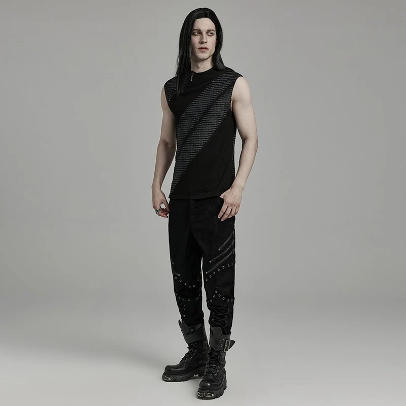 Punk-Tanktop mit asymmetrischem Reißverschluss für Herren