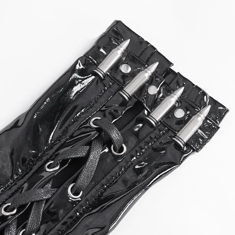 Punk-Schnürhandschuhe für Damen mit mehreren Schnallen