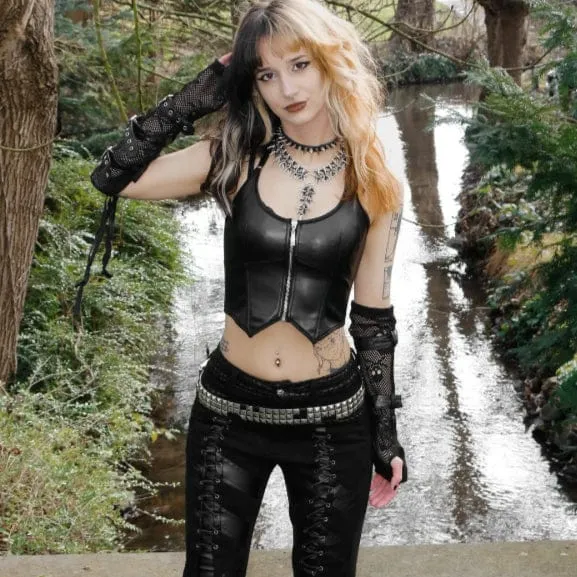 Punk-Mesh-Handschuhe mit mehreren Schnallen für Damen
