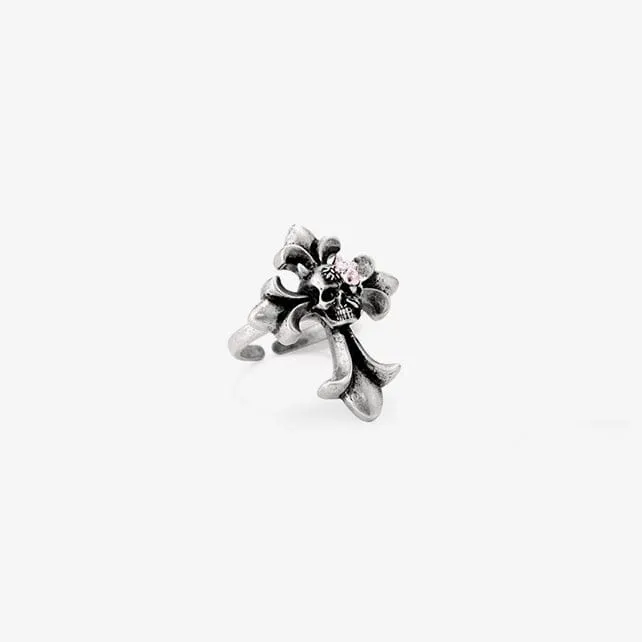 Offener Punk-Ring mit Totenkopf-Kreuz für Damen