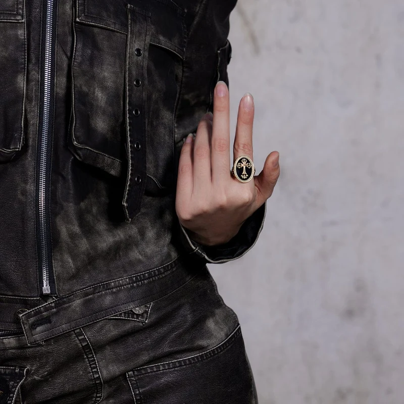Punk-Ring mit Blumenkreuz für Damen
