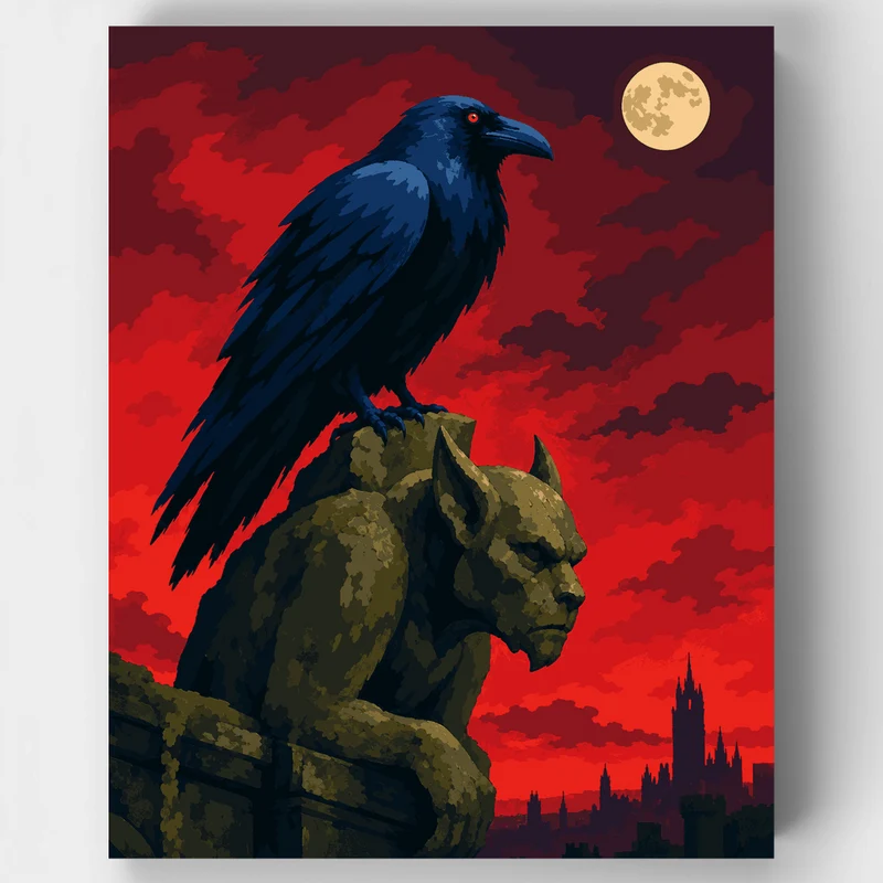 Raven on Gargoyle - Paint by Numbers Kit
