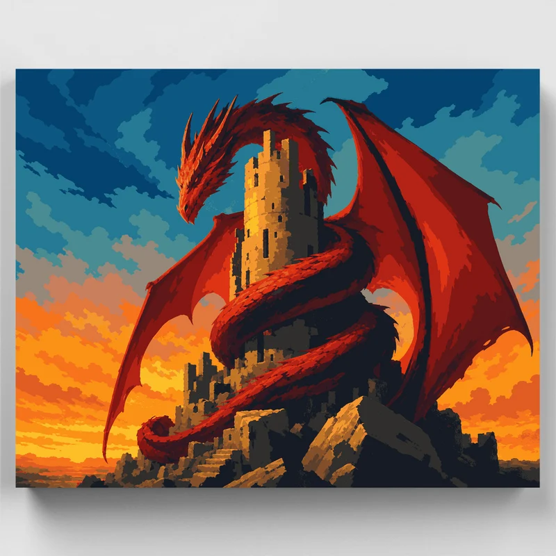 Red Dragon Tower - Paint by Numbers Kit