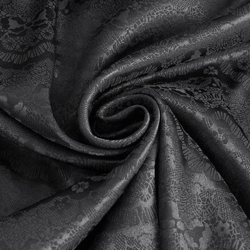 Herren-Gothic-Hemd aus Jacquard mit Stehkragen und Rüschen