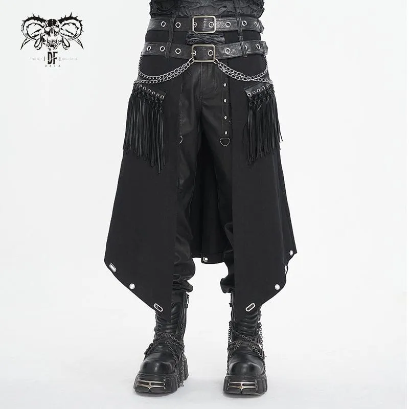Herren-Gothic-Kilt mit Doppelgürtel und Quasten