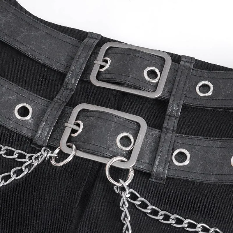Herren-Gothic-Kilt mit Doppelgürtel und Quasten