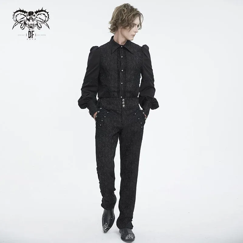 Herren-Jacquardhose mit Gothic-Blumenstickerei