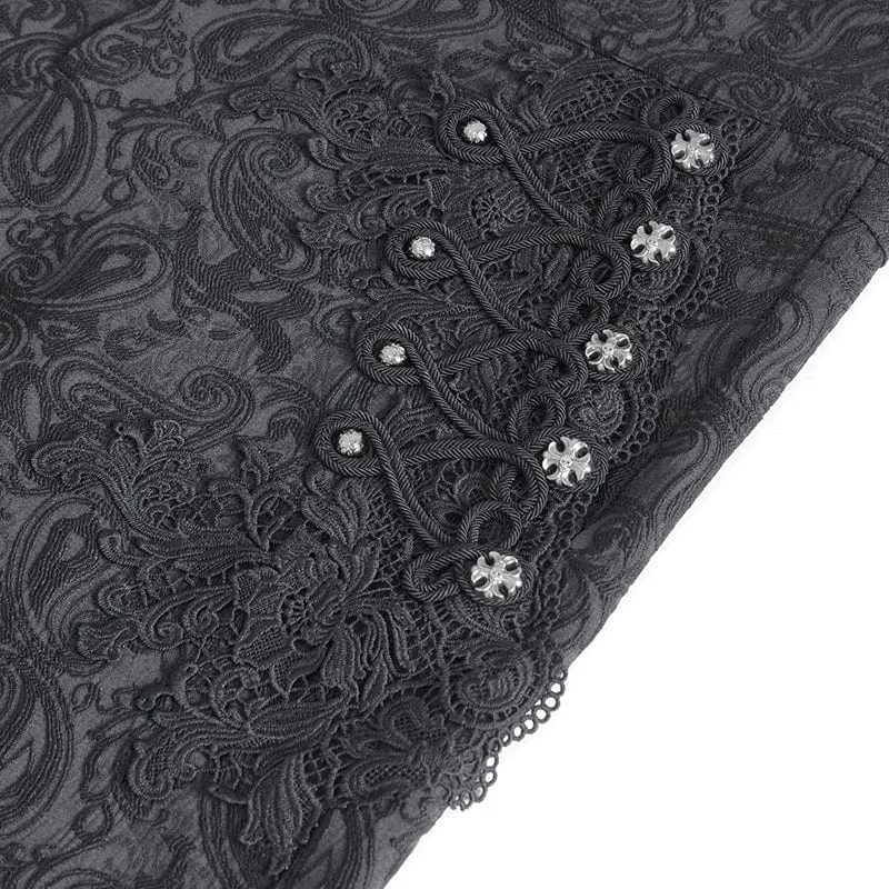 Herren-Jacquardhose mit Gothic-Blumenstickerei