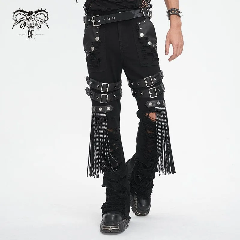 Herren-Punk-Hose mit zerrissenen Quasten