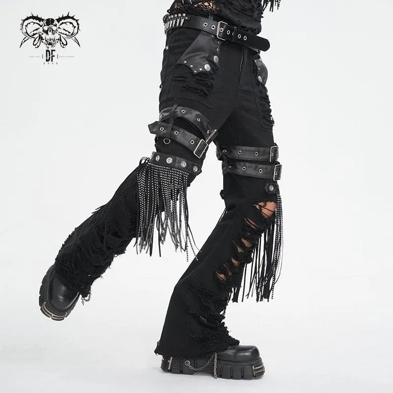 Herren-Punk-Hose mit zerrissenen Quasten