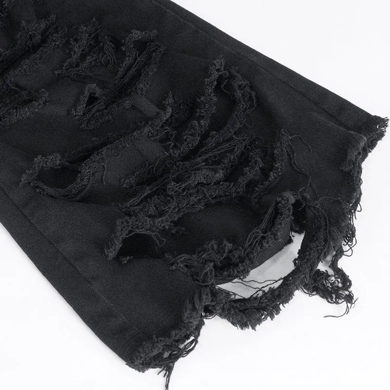 Herren-Punk-Hose mit zerrissenen Quasten