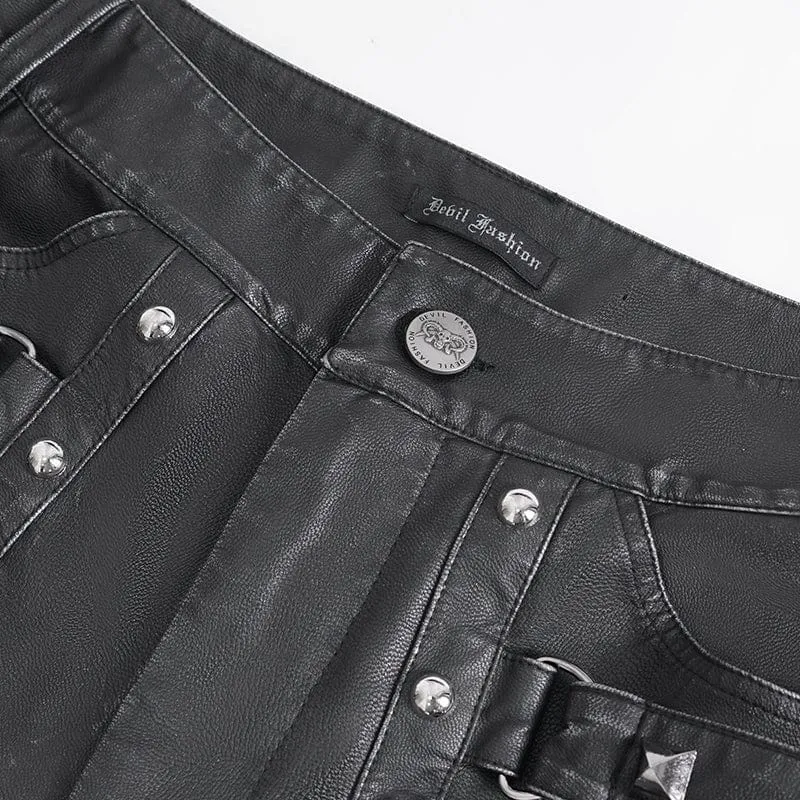 Gothic-Herrenhose aus Kunstleder mit großen Taschen und Nieten