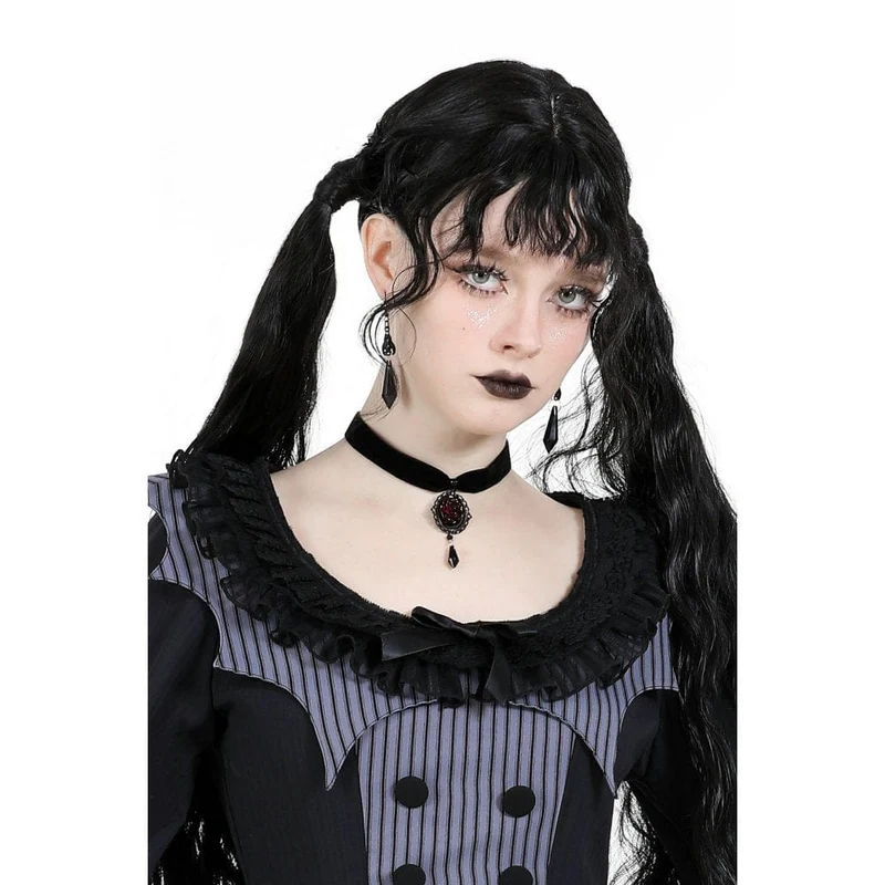 Gothic-Halsband aus Rosensamt für Damen