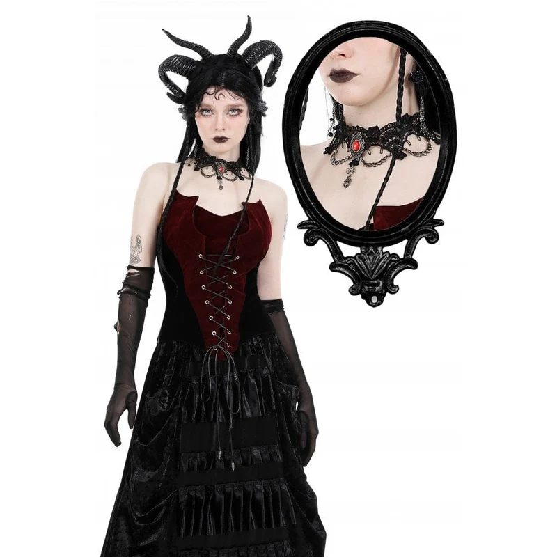 Gothic-Halsband aus Ruby-Spitze für Damen