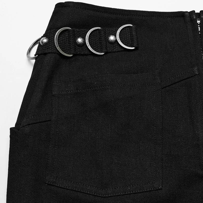 Überlappender Rock mit Punk-Mesh-Ring-Schnalle für Damen