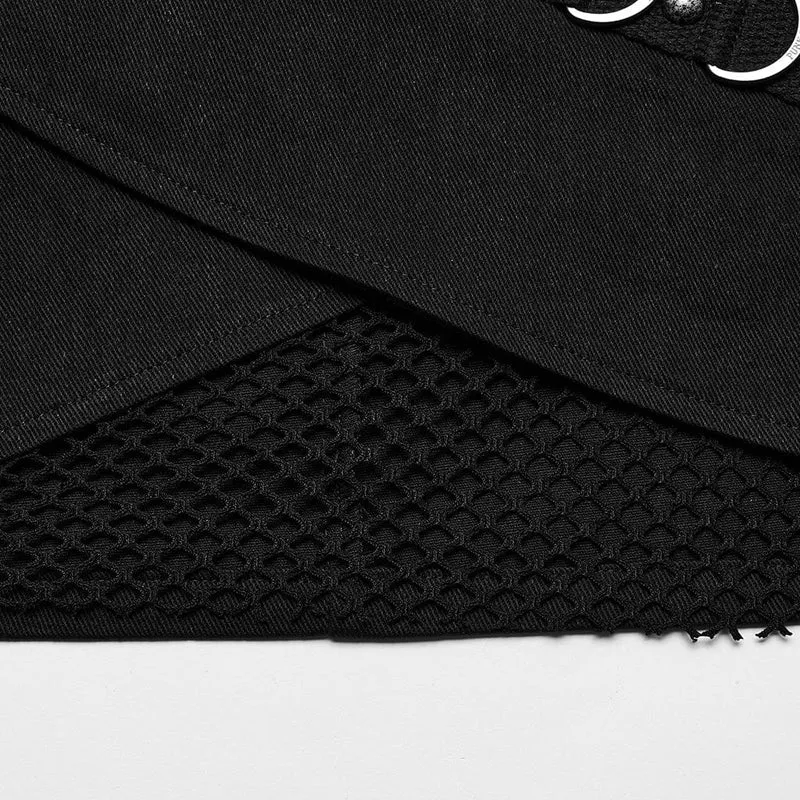Überlappender Rock mit Punk-Mesh-Ring-Schnalle für Damen