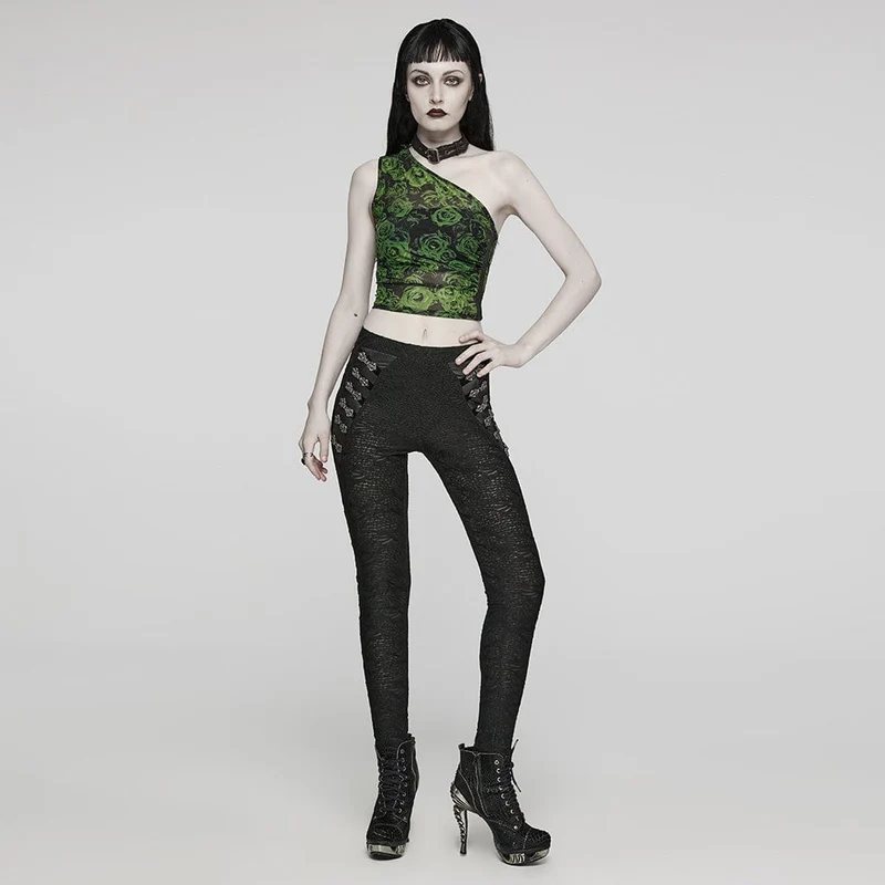 Damen-Gothic-Mesh-Leggings mit schmaler Passform und Textur