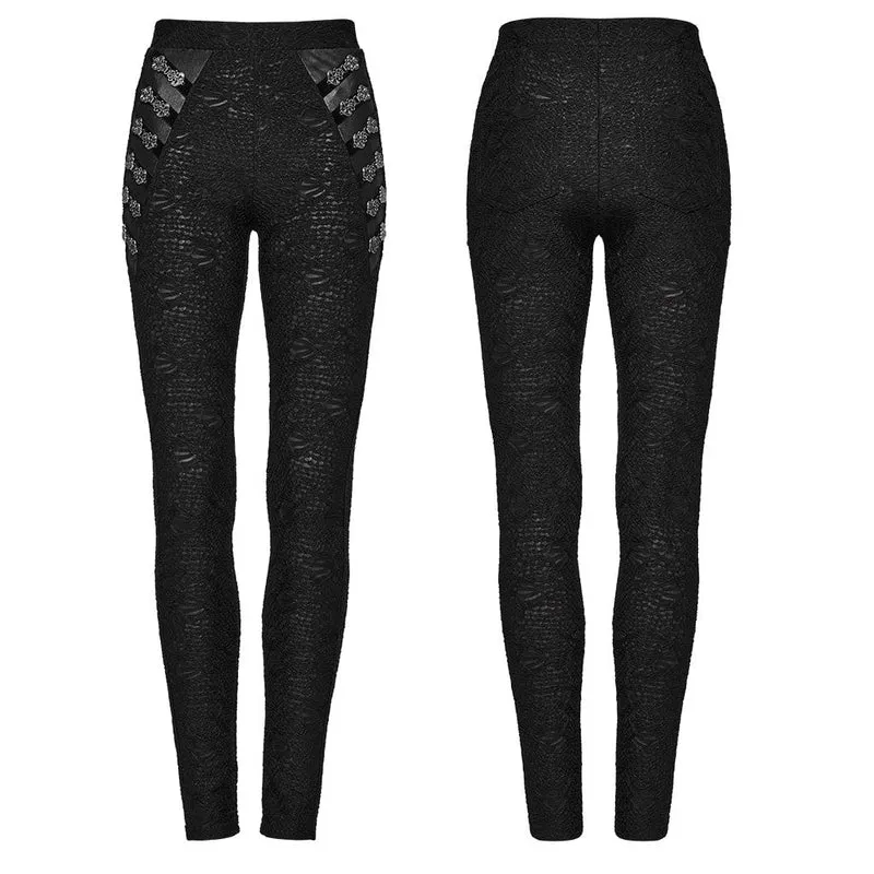 Damen-Gothic-Mesh-Leggings mit schmaler Passform und Textur