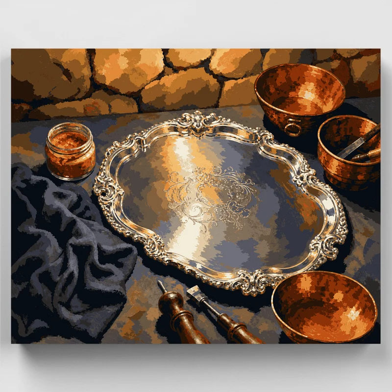 Silver Tray & Copper - Paint by Numbers Kit