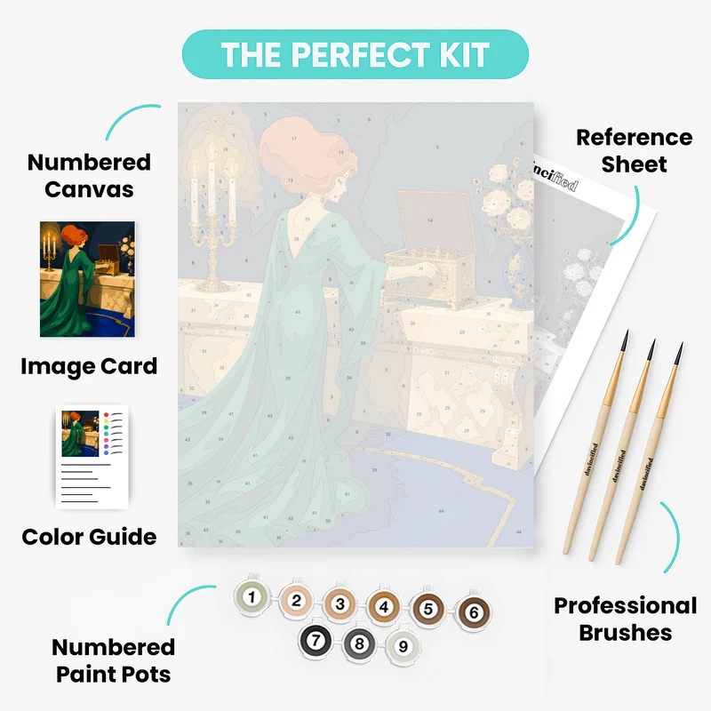 Lady With Gold Chest - Paint by Numbers Kit