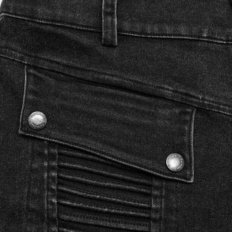Herren-Punk-Plisseehose mit mehreren Taschen