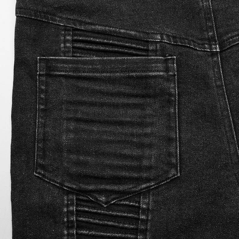 Herren-Punk-Plisseehose mit mehreren Taschen