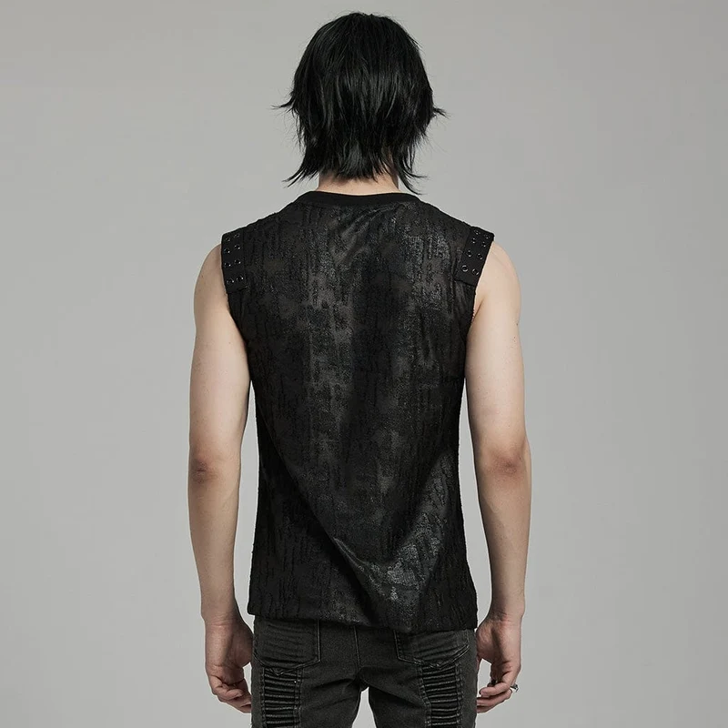 Herren Gothic Grunge Distressed Eyelet Tank Top