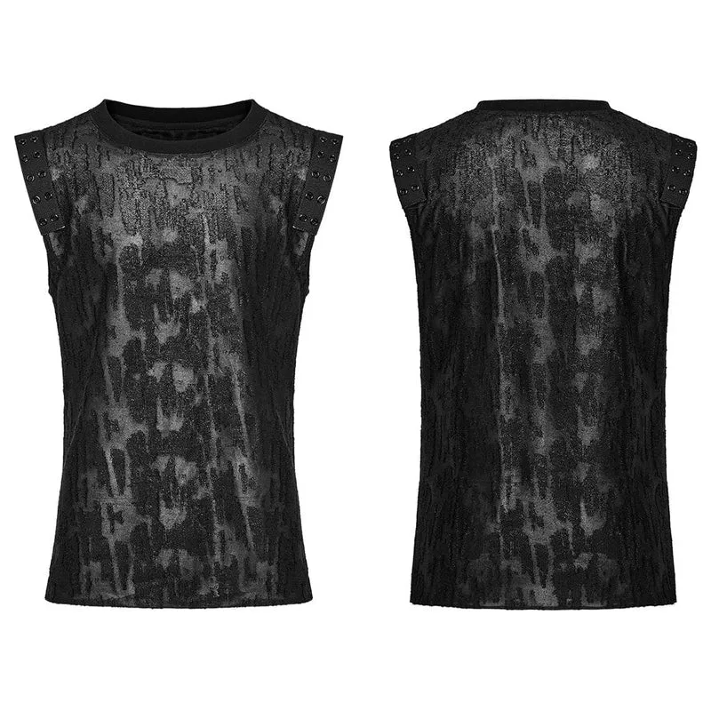 Herren Gothic Grunge Distressed Eyelet Tank Top