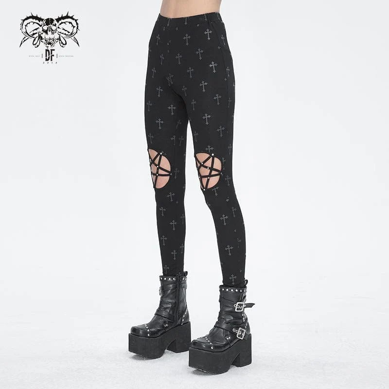 Damen-Leggings mit Punk-Ausschnitt und Spaghettiträgern