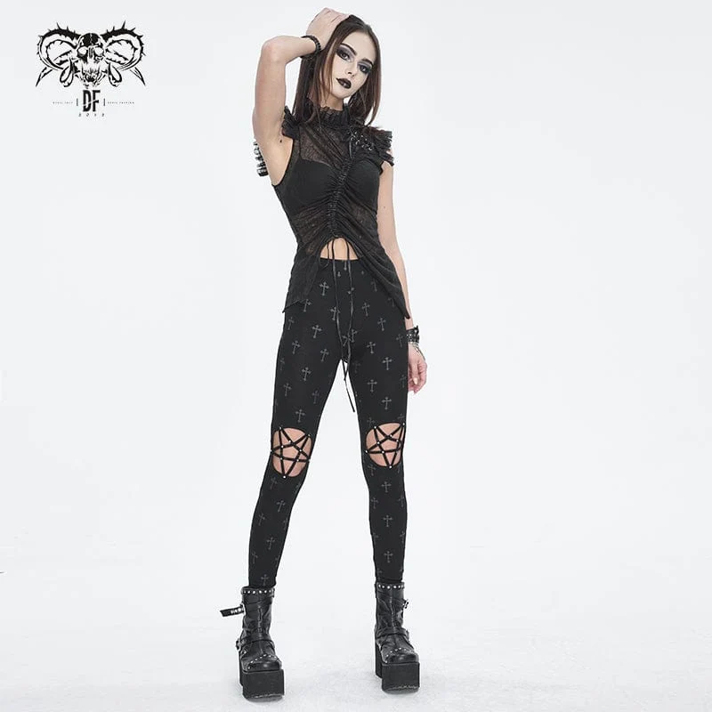 Damen-Leggings mit Punk-Ausschnitt und Spaghettiträgern