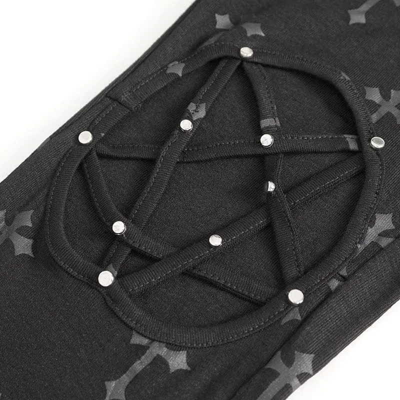Damen-Leggings mit Punk-Ausschnitt und Spaghettiträgern
